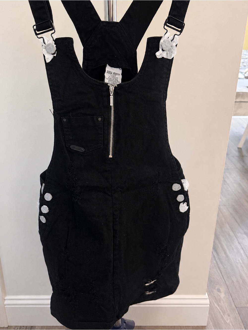 Black Zip-Front Overall Dress by Nina Rossi